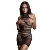 High Lace Neck Net Mini Dress