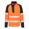 PORTWEST HI-VIS PW3 T172 / Pánska reflexná mikina s 1/4 zipsom - HV oranžová/čierna M