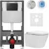 CERANO - Závesné WC s bidetom Cronus Standard - biela lesklá - tlačidlo Prime/Modulo, čierne - voľne stojace - predstenová inštalácia / sadrokartón - 59,3x38,4 cm