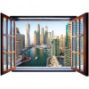 Fototapeta - FT5566 - Okno - pobrežné mesto Dubaj 201cm x 145cm - Vliesová fototapeta