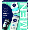 Nivea Men Balm Cooling Balzam po holení Sensitive Cool 100 ml, Tuhý AP 50 ml, Sprchový gél 250 ml Darčekové balenie