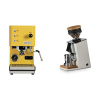Profitec GO, yellow + Eureka Mignon Single Dose, White & Oak