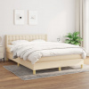 vidaXL Posteľný rám boxspring s matracom krémový 140x200 cm látka - Krémová - 106815-206933