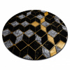 Dywany Łuszczów Okrúhly koberec GLOSS moderný 400B 86 štýlový, glamour, art deco, 3D geometrický čierna / zlatá kruh 120 cm