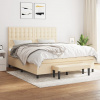 vidaXL Posteľný rám boxspring s matracom krémový 160x200 cm látka - Krémová - 105543-205631