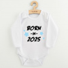 Detské body s potlačou New Baby BORN IN 2025 blue Biela 80 (9-12m)