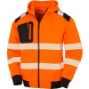 RESULT R 503X / Unisex reflexná mikina s kapucňou - fluorescent orange/black XL