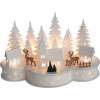 Dekorácia MagicHome Vianoce, Dedinka s jeleňmi, 10 LED teplá biela, 2xAA, MDF, 30x14x19,5 cm