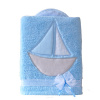 Oboustranná chlupáčková dečka s vyšívkou 75 x 90 cm, Lodička, modrá (97746401)