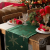 Vianočný obrus VLOČKY 40x140cm zelený/zlatý