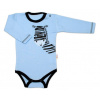 Baby Nellys Body dlhý rukáv, modré, Zebra, veľ. 80 86 (12-18m)