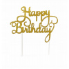 ZLATÝ TOPPER NA TORTU HAPPY BIRTHDAY LESKLÝ NARODENINOVÁ OSLAVA