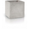Polnix kvetináč 20 cm x 20 x 19 cm priemer 19 cm keramika odtiene sivej a striebornej (BETÓNOVÝ KVETINÁČ KRYT KOCKA 20 x 19cm SIVÁ)