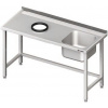 Stůl s dřezem z pravé strany a otvorem na odpadky 1100x700x850 mm | STALGAST, 980937110 inox