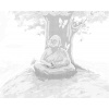 ZUTY Bodkovanie - BUDDHA SEDIACI POD STROMOM UMENIA Rámovanie: vypnuté plátno na rám, Rozmer: 40x50 cm