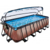 Bazén s krytom pieskovou filtráciou a tepelným čerpadlom Wood pool Exit Toys oceľová konštrukcia 540*250*122 cm hnedý od 6 rokov