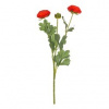 Ranunculus - umelý rezaný, 2 kvety a púčik, oranžový