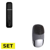 SET ČISTIACA KEFKA NA TVÁR ANLAN MINI SILICONE ELECTRIC FACIAL BRUSH ALJMY04-0G (ŠEDÁ) + SONICKÁ ŠPACHTĽA NA TVÁR INFACE ULTRASONIC CLEANSING INSTRUMENT MS7100 (ČIERNA)