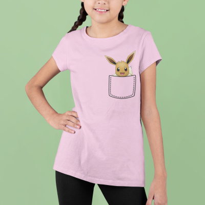 Hattree Organické dievčenské tričko Pokemon Bag Evoli Pikachu Comic Shirt Anime Kids Eevee