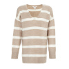 Miso V Neck Loose Stripe Sweater Dress Women Brown 8 (XS)