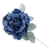 Kvet MagicHome, pivónia s listom, modrá, stonka, veľkosť kvetu: 12 cm, dĺžka kvetu: 23 cm, bal. 6 ks