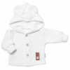 Elegantný pletený svetrík s gombíkmi a kapucňou s uškami Baby Nellys, biely, veľ. 62, 62 (2-3m)