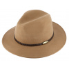 Fiebig - Headwear since 1903 Béžový klobúk fedora plstený - béžový s koženým pleteným pásikom - Fiebig Veľkosť: 60 cm