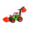 Traktor s lyžicou a bagrom plast zeleno-červený 65cm v krabici od 3 rokov