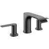 HANSGROHE Vivenis 3-otvorová umývadlová batéria s páčkovými rukoväťami, s odtokovou súpravou s tiahlom, výška výtoku 91 mm, kartáčovaný čierny chróm, 75033340