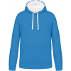 KARIBAN VINTAGE K446 / Pánska mikina s kontrastnou kapucňou - tropical blue/white S