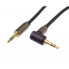 PremiumCord HQ tienený kábel stereo Jack 3.5mm - Jack 3.5mm zahnutý 90 ° 1,5 m
