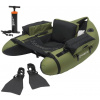 Belly Boat Set Kinetic Fish Hunter Float Tube Combo 135cm Army Green