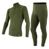 EGLOO Merino EGLOO DF MERINO ZipperNeck BaseSet pánske nohavice s dlhým rukávom Zip+Bottoms, zelené Veľkosť: L