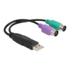Delock - USB adaptér - USB (M) do PS/2 (F) - 17 cm - černá 61051