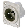 XLR zástrčka Neutrik NC3MD-LX-M3-CON, prírubová rovná, 3-pól., strieborná; NC3MD-LX-M3