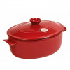 Emile Henry Keramický oválny hrniec s pokrievkou Flame, 39,5 x 26,5 cm, Farba: Granátová