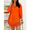 Fashionweek Tunika v boho štýle zdobená prelamovanou čipkou IT-BOHO CORAL Farba: Oranžový, Veľkosť: Universal