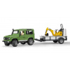Bruder 2593 Land Rover + přepravník a mikrobagr JBC