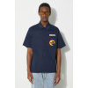 Košeľa ICECREAM Waitress Camp Collar Shirt pánska, tmavomodrá farba, regular, s klasickým golierom, IC24117