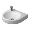 Duravit Architec - Umývadlo 575x520 mm s predpichnutým otvorom pre batériu vľavo, otvor pre zásobník mydla predpichnutý vpravo, bez prepadu, biela 0449580000