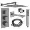 Mexen Cube DR02 podomietková vaňa a sprchový set s dažďovou sprchou 30 cm, grafit - 77503DR0230-66