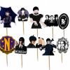 TOPPER PIKERY NA TORT OZDOBNÉ DEKORÁCIA SADA - WEDNESDAY ADDAMS 10ks