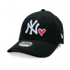 Dětská Kšiltovka New Era - MLB Heart 9FORTY - NY Yankees - Black / White dětské kšiltovky Youth (54-56 cm)