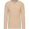 KARIBAN VINTAGE V-NECK K358 / Pánske tričko s dlhým rukávom - light sand M