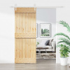 Posuvné dveře s kováním 80 x 210 cm masivní borové dřevo Hnědá 3203255