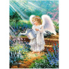 Diamantové malování Norimpex 40x30 cm Andílek zalévající květiny v zahradě