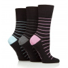 Dámske módne 3 páry Gentle Grip Bambus ponožky MINIMAL STRIPE bez gumičiek