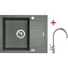 Granitový drez s batériou LINEA 600 XC 480 x 600 mm titanium G1472XC + batéria Vitalia