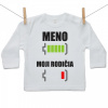 Boodyy Tričko s dlhým rukávom Batéria nabitá/vybitá rodičia s menom 68 (3-6 mesiacov)