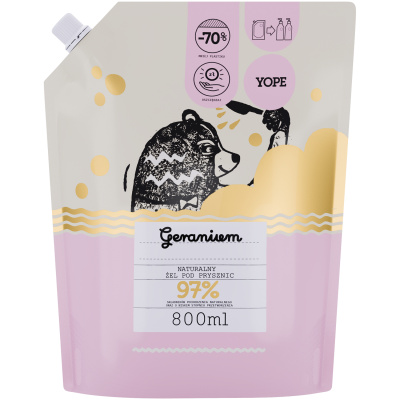 Yope Geranium sprchový gél geranium refill, 800 ml